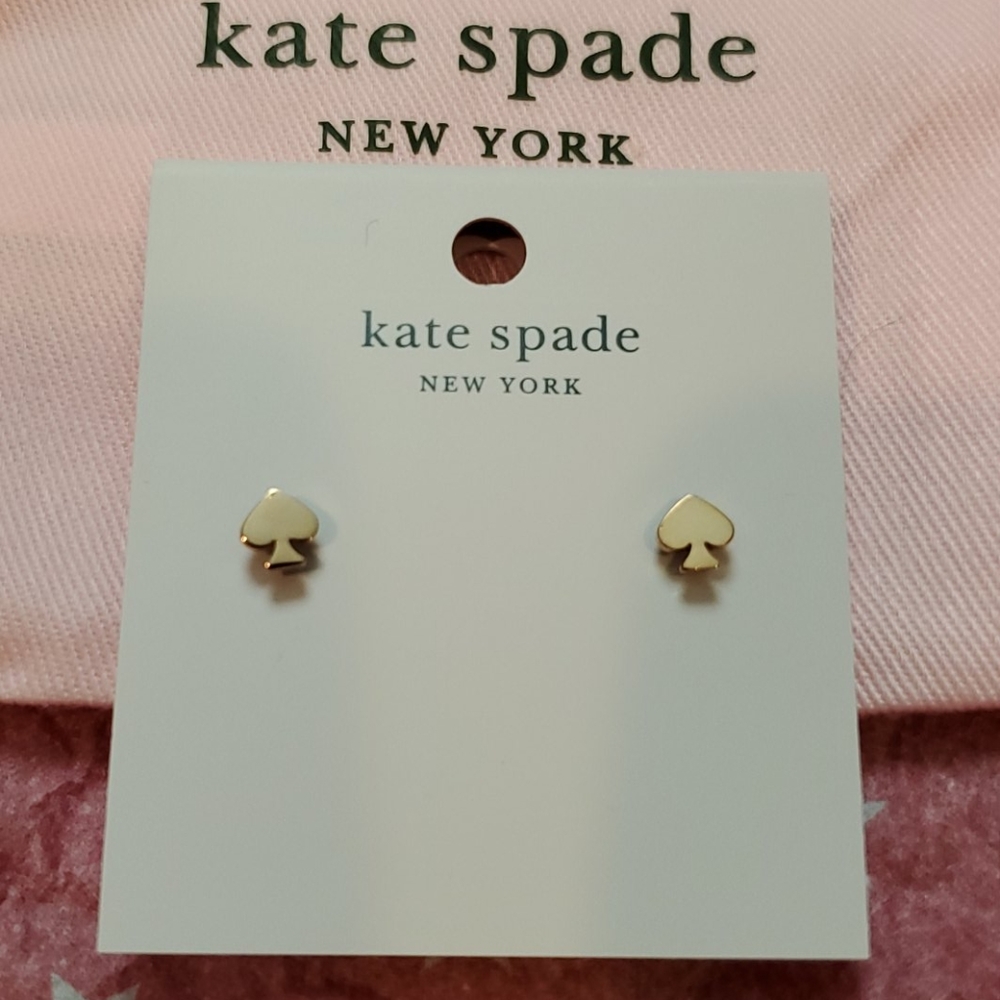 Kate Spade Rose Gold Signature Spade Studs - New